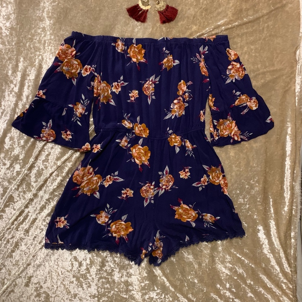 Blue floral romper